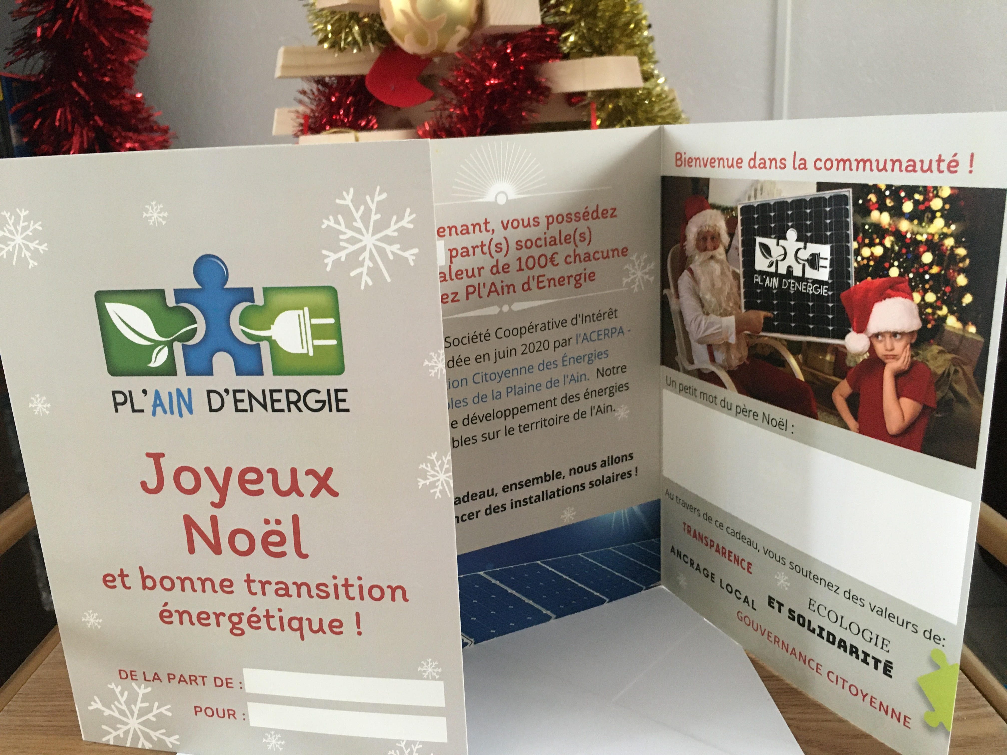 Cartes cadeaux Noël Pl'ain d'energie